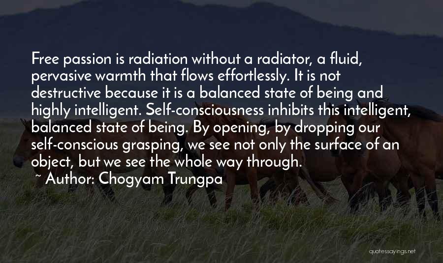 Chogyam Trungpa Quotes: Free Passion Is Radiation Without A Radiator, A Fluid, Pervasive Warmth That Flows Effortlessly. It Is Not Destructive Because It