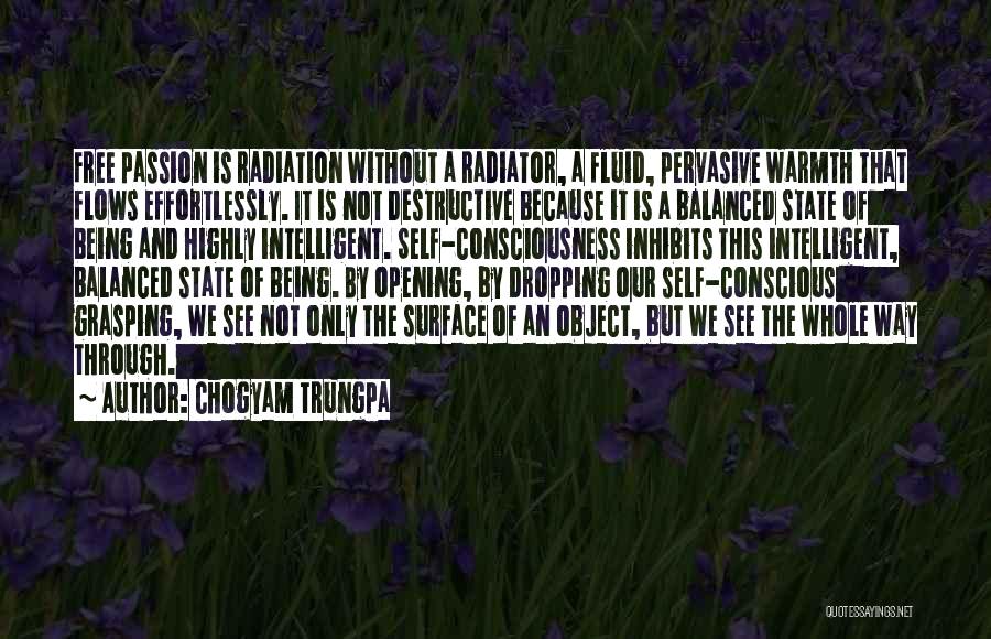 Chogyam Trungpa Quotes: Free Passion Is Radiation Without A Radiator, A Fluid, Pervasive Warmth That Flows Effortlessly. It Is Not Destructive Because It