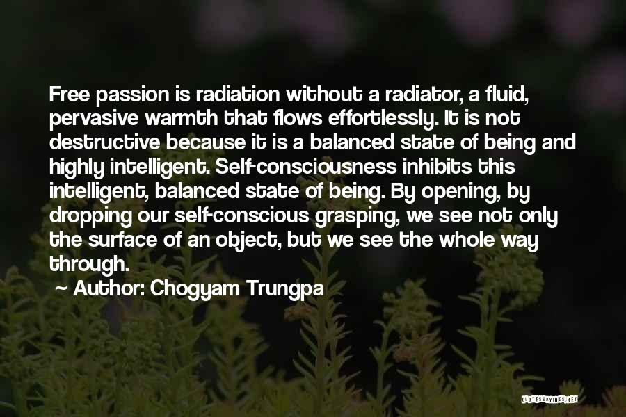 Chogyam Trungpa Quotes: Free Passion Is Radiation Without A Radiator, A Fluid, Pervasive Warmth That Flows Effortlessly. It Is Not Destructive Because It