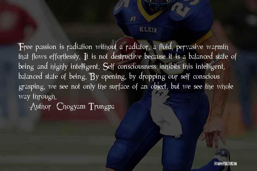 Chogyam Trungpa Quotes: Free Passion Is Radiation Without A Radiator, A Fluid, Pervasive Warmth That Flows Effortlessly. It Is Not Destructive Because It