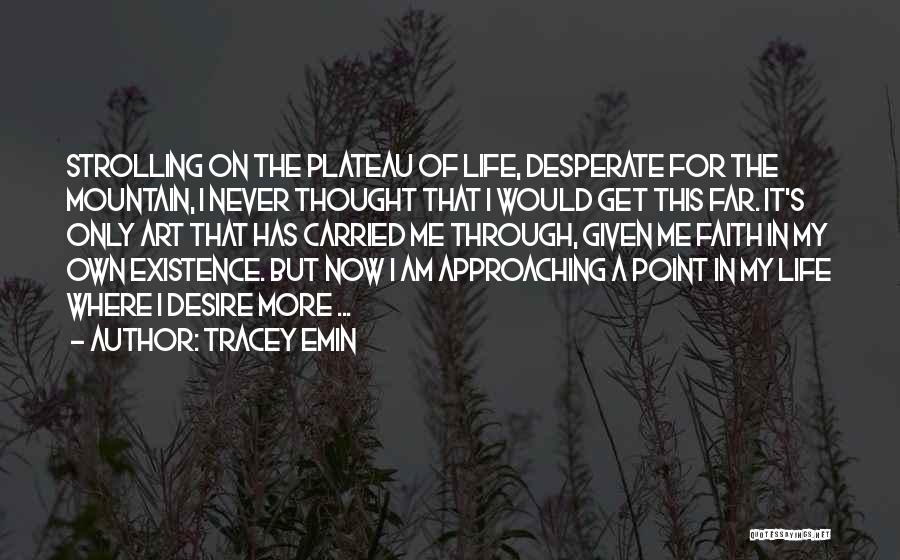 Tracey Emin Quotes: Strolling On The Plateau Of Life, Desperate For The Mountain, I Never Thought That I Would Get This Far. It's