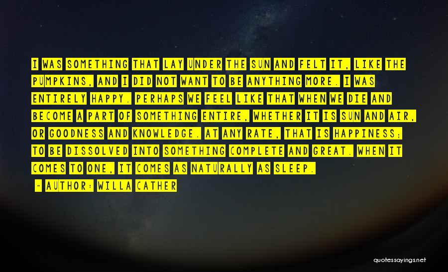 Willa Cather Quotes: I Was Something That Lay Under The Sun And Felt It, Like The Pumpkins, And I Did Not Want To
