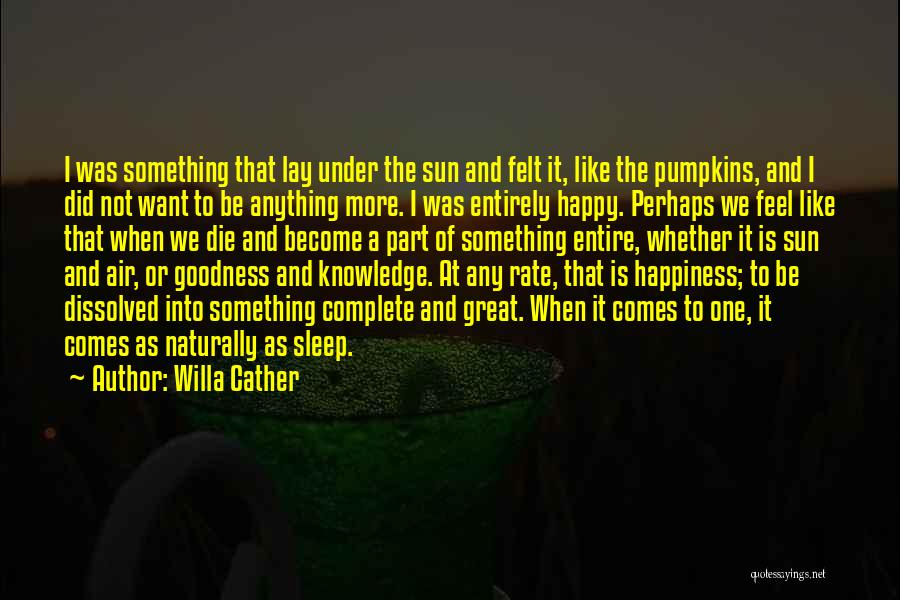 Willa Cather Quotes: I Was Something That Lay Under The Sun And Felt It, Like The Pumpkins, And I Did Not Want To