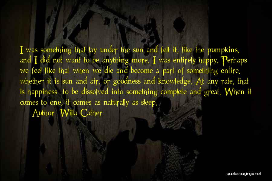 Willa Cather Quotes: I Was Something That Lay Under The Sun And Felt It, Like The Pumpkins, And I Did Not Want To