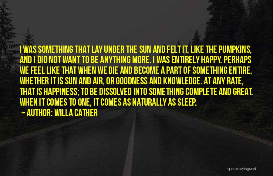 Willa Cather Quotes: I Was Something That Lay Under The Sun And Felt It, Like The Pumpkins, And I Did Not Want To