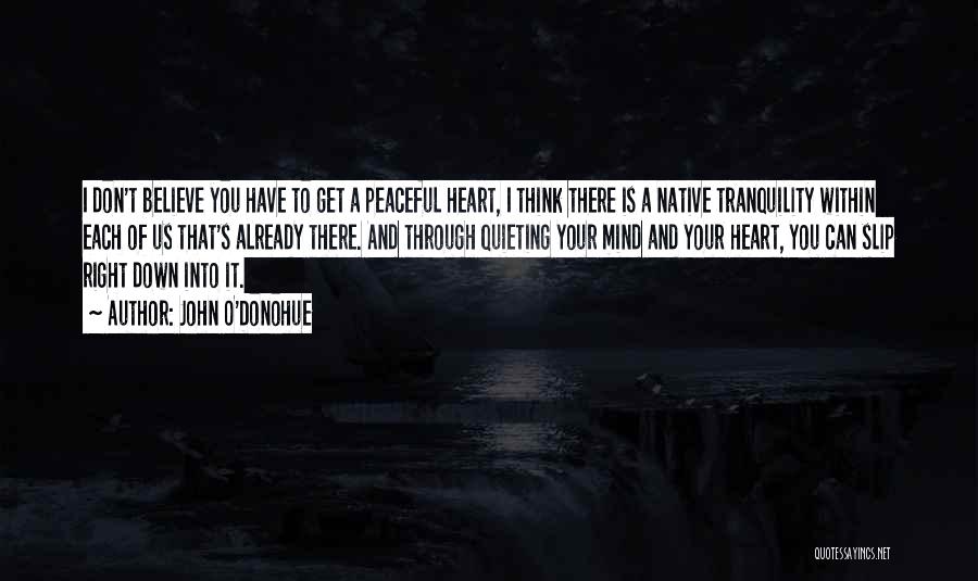 John O'Donohue Quotes: I Don't Believe You Have To Get A Peaceful Heart, I Think There Is A Native Tranquility Within Each Of