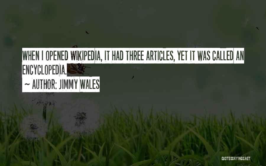 Jimmy Wales Quotes: When I Opened Wikipedia, It Had Three Articles, Yet It Was Called An Encyclopedia.
