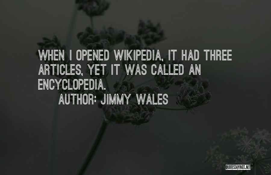Jimmy Wales Quotes: When I Opened Wikipedia, It Had Three Articles, Yet It Was Called An Encyclopedia.