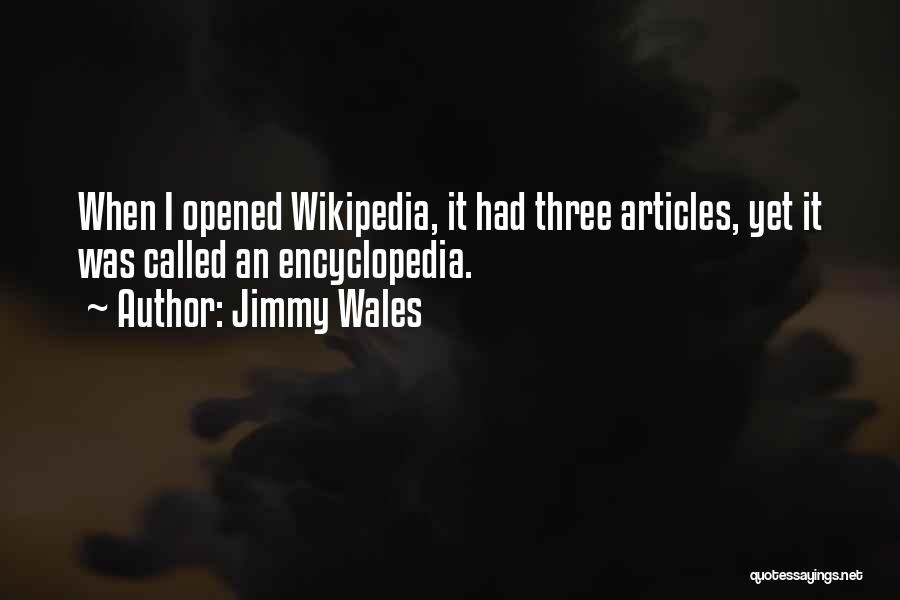 Jimmy Wales Quotes: When I Opened Wikipedia, It Had Three Articles, Yet It Was Called An Encyclopedia.