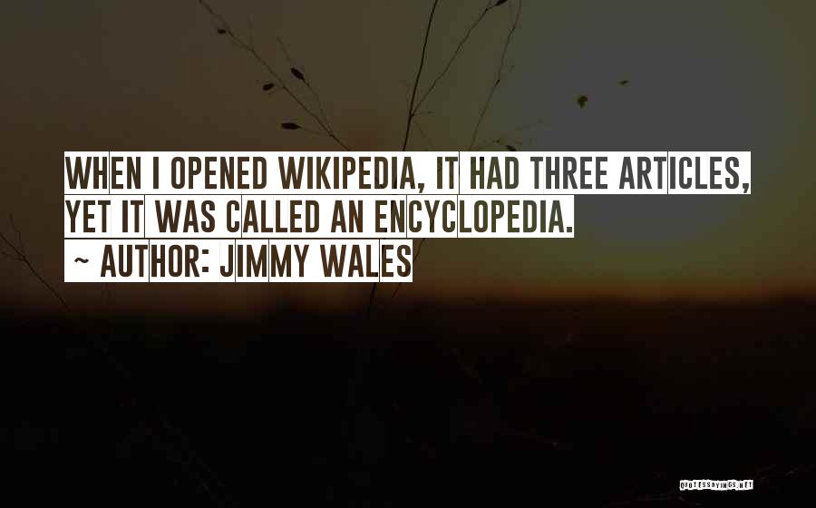 Jimmy Wales Quotes: When I Opened Wikipedia, It Had Three Articles, Yet It Was Called An Encyclopedia.
