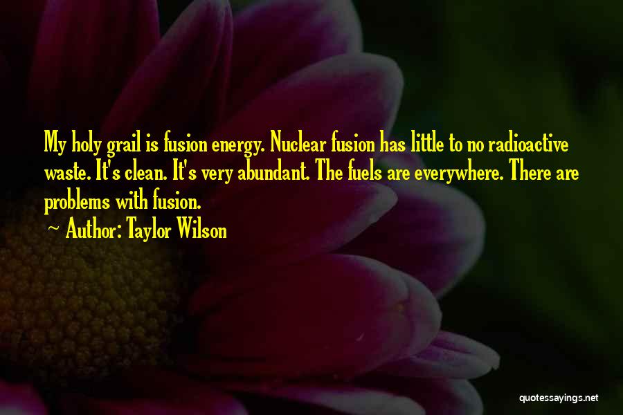 Taylor Wilson Quotes: My Holy Grail Is Fusion Energy. Nuclear Fusion Has Little To No Radioactive Waste. It's Clean. It's Very Abundant. The