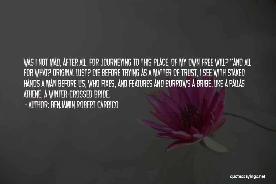 Benjamin Robert Carrico Quotes: Was I Not Mad, After All, For Journeying To This Place, Of My Own Free Will? And All For What?