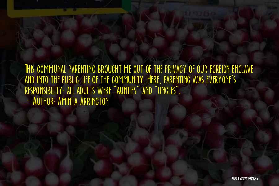 Aminta Arrington Quotes: This Communal Parenting Brought Me Out Of The Privacy Of Our Foreign Enclave And Into The Public Life Of The