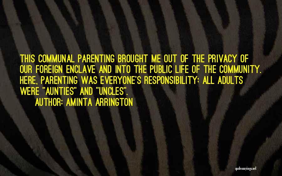 Aminta Arrington Quotes: This Communal Parenting Brought Me Out Of The Privacy Of Our Foreign Enclave And Into The Public Life Of The