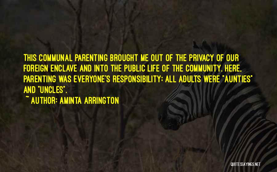 Aminta Arrington Quotes: This Communal Parenting Brought Me Out Of The Privacy Of Our Foreign Enclave And Into The Public Life Of The