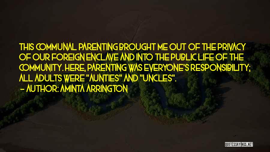 Aminta Arrington Quotes: This Communal Parenting Brought Me Out Of The Privacy Of Our Foreign Enclave And Into The Public Life Of The