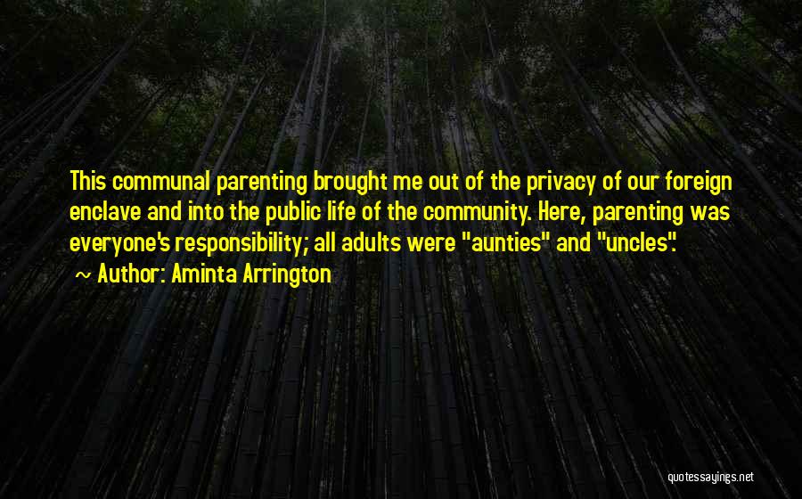 Aminta Arrington Quotes: This Communal Parenting Brought Me Out Of The Privacy Of Our Foreign Enclave And Into The Public Life Of The