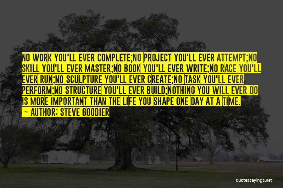 Steve Goodier Quotes: No Work You'll Ever Complete;no Project You'll Ever Attempt;no Skill You'll Ever Master;no Book You'll Ever Write;no Race You'll Ever