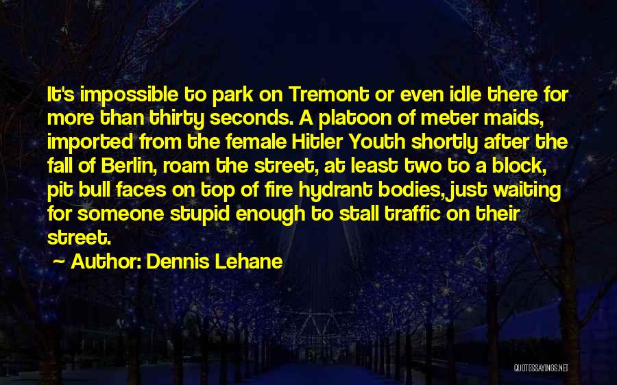 Dennis Lehane Quotes: It's Impossible To Park On Tremont Or Even Idle There For More Than Thirty Seconds. A Platoon Of Meter Maids,