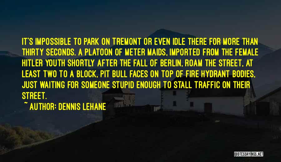 Dennis Lehane Quotes: It's Impossible To Park On Tremont Or Even Idle There For More Than Thirty Seconds. A Platoon Of Meter Maids,