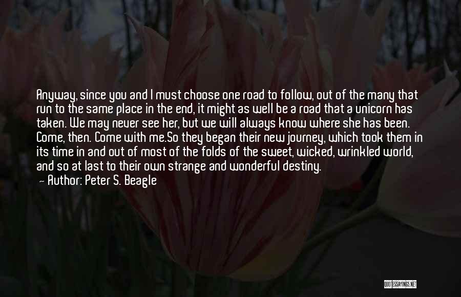 Peter S. Beagle Quotes: Anyway, Since You And I Must Choose One Road To Follow, Out Of The Many That Run To The Same