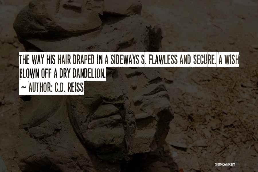 C.D. Reiss Quotes: The Way His Hair Draped In A Sideways S. Flawless And Secure. A Wish Blown Off A Dry Dandelion.