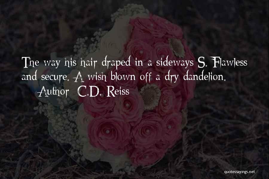 C.D. Reiss Quotes: The Way His Hair Draped In A Sideways S. Flawless And Secure. A Wish Blown Off A Dry Dandelion.