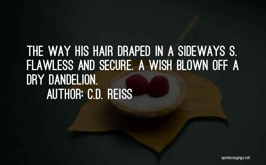 C.D. Reiss Quotes: The Way His Hair Draped In A Sideways S. Flawless And Secure. A Wish Blown Off A Dry Dandelion.