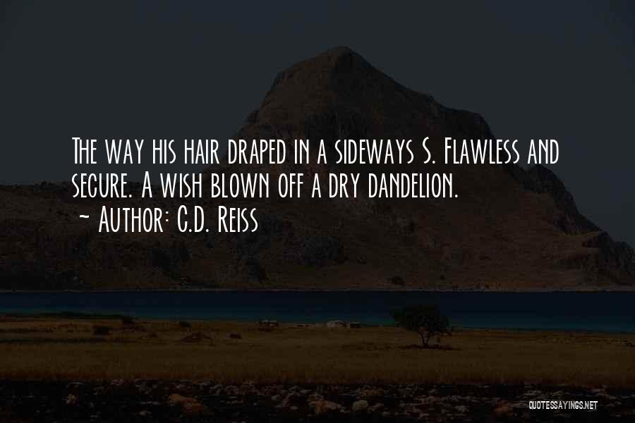 C.D. Reiss Quotes: The Way His Hair Draped In A Sideways S. Flawless And Secure. A Wish Blown Off A Dry Dandelion.