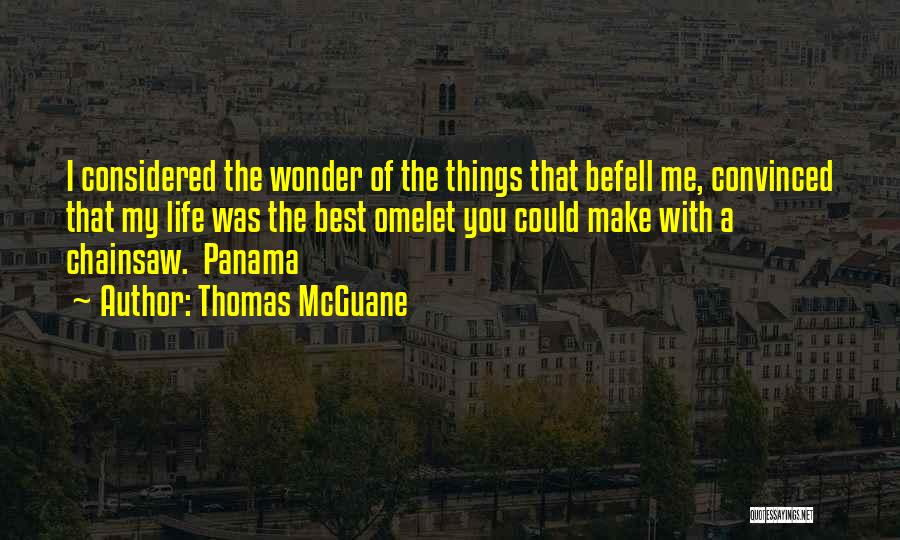 Thomas McGuane Quotes: I Considered The Wonder Of The Things That Befell Me, Convinced That My Life Was The Best Omelet You Could