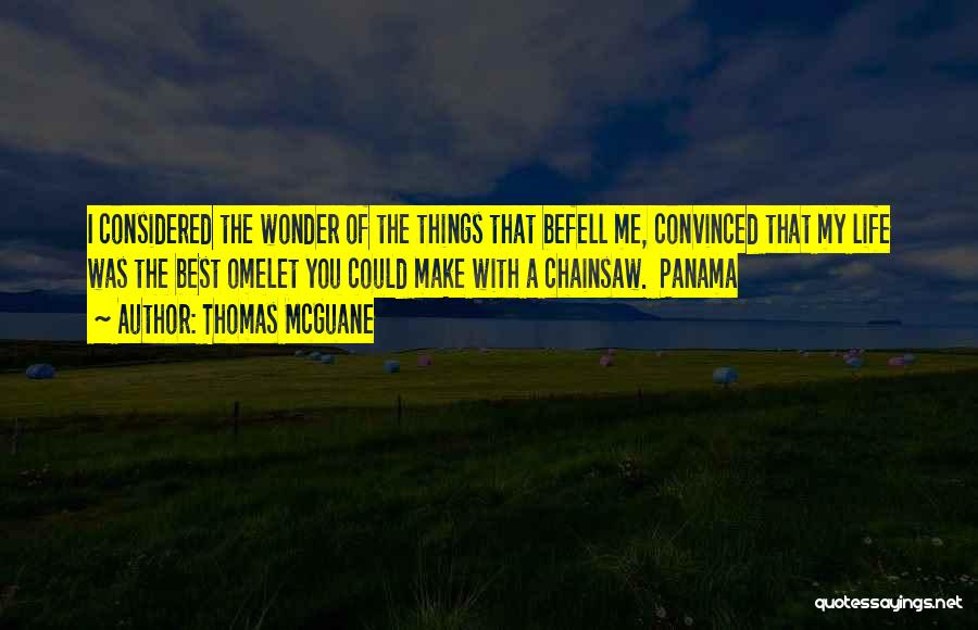 Thomas McGuane Quotes: I Considered The Wonder Of The Things That Befell Me, Convinced That My Life Was The Best Omelet You Could