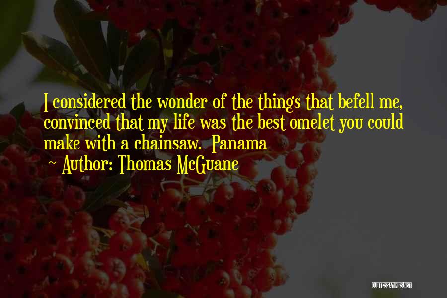 Thomas McGuane Quotes: I Considered The Wonder Of The Things That Befell Me, Convinced That My Life Was The Best Omelet You Could