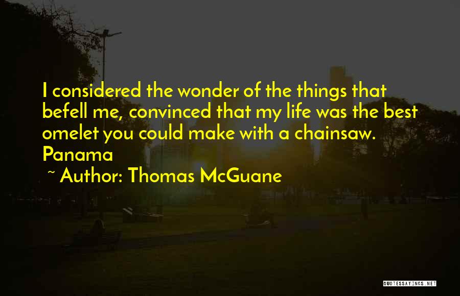 Thomas McGuane Quotes: I Considered The Wonder Of The Things That Befell Me, Convinced That My Life Was The Best Omelet You Could