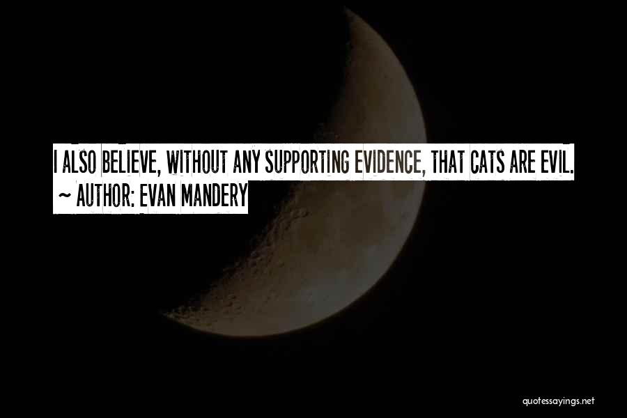 Evan Mandery Quotes: I Also Believe, Without Any Supporting Evidence, That Cats Are Evil.