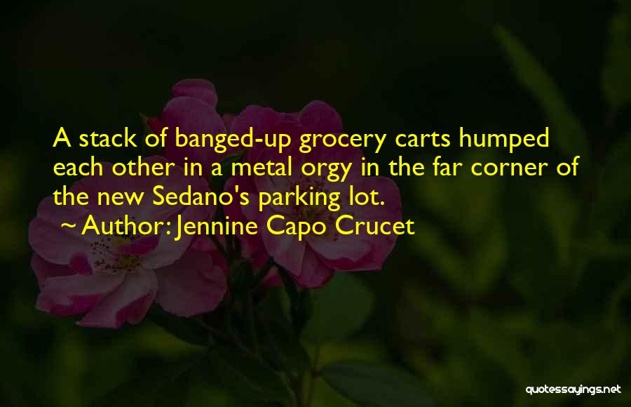 Jennine Capo Crucet Quotes: A Stack Of Banged-up Grocery Carts Humped Each Other In A Metal Orgy In The Far Corner Of The New