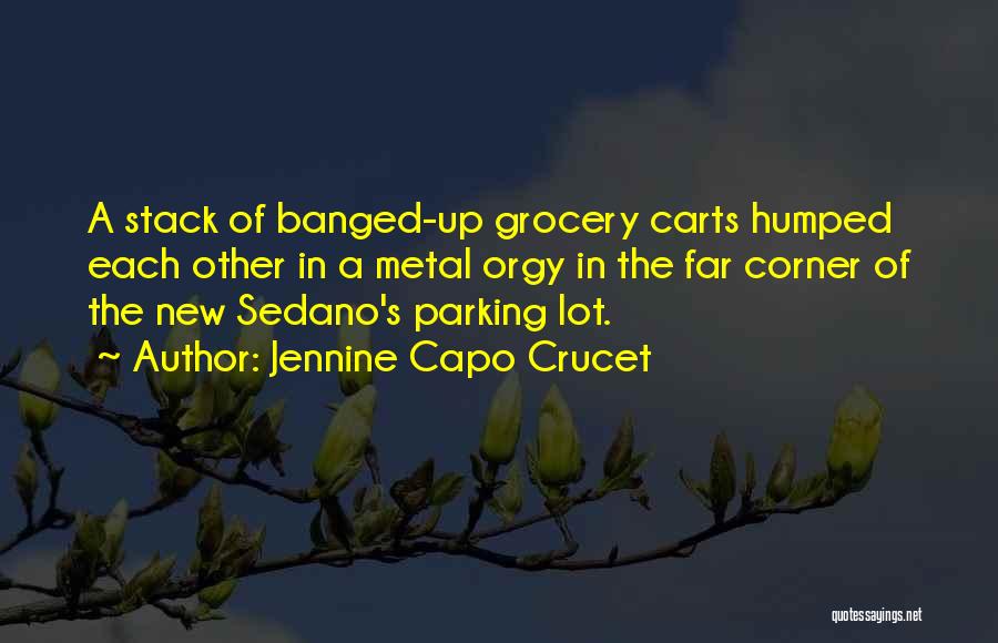 Jennine Capo Crucet Quotes: A Stack Of Banged-up Grocery Carts Humped Each Other In A Metal Orgy In The Far Corner Of The New