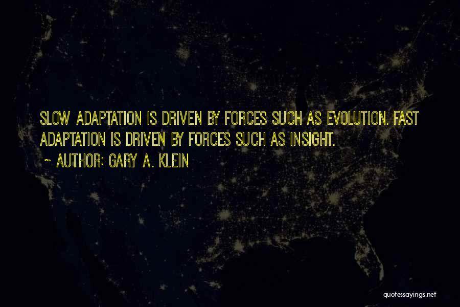 Gary A. Klein Quotes: Slow Adaptation Is Driven By Forces Such As Evolution. Fast Adaptation Is Driven By Forces Such As Insight.