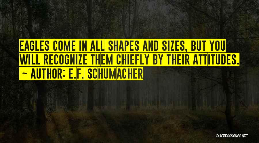 E.F. Schumacher Quotes: Eagles Come In All Shapes And Sizes, But You Will Recognize Them Chiefly By Their Attitudes.