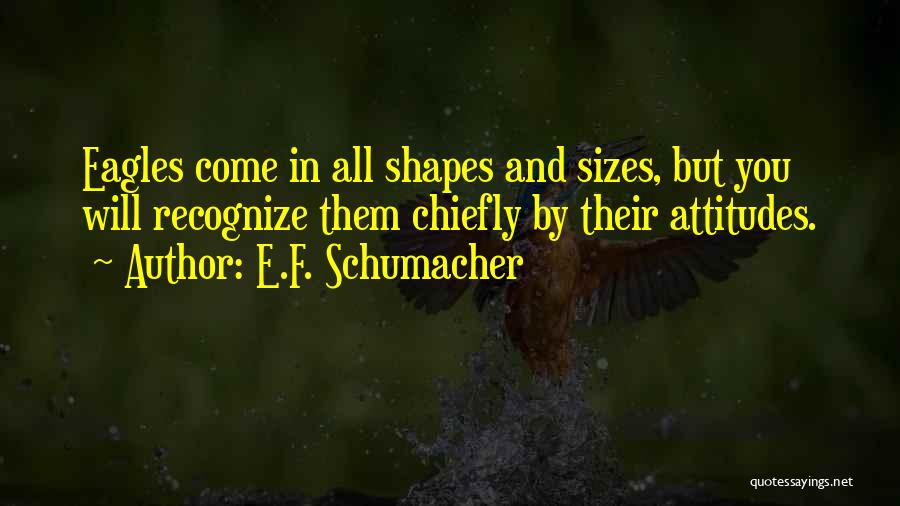 E.F. Schumacher Quotes: Eagles Come In All Shapes And Sizes, But You Will Recognize Them Chiefly By Their Attitudes.