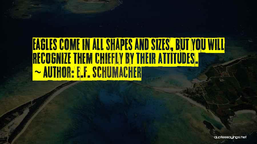 E.F. Schumacher Quotes: Eagles Come In All Shapes And Sizes, But You Will Recognize Them Chiefly By Their Attitudes.
