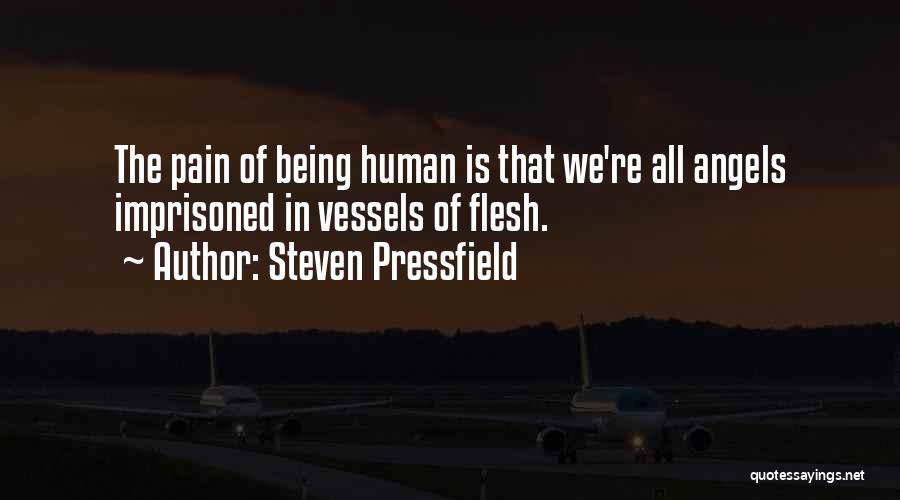 Steven Pressfield Quotes: The Pain Of Being Human Is That We're All Angels Imprisoned In Vessels Of Flesh.