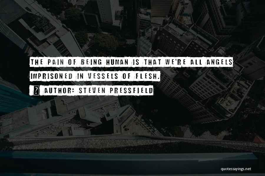 Steven Pressfield Quotes: The Pain Of Being Human Is That We're All Angels Imprisoned In Vessels Of Flesh.