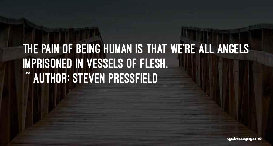 Steven Pressfield Quotes: The Pain Of Being Human Is That We're All Angels Imprisoned In Vessels Of Flesh.