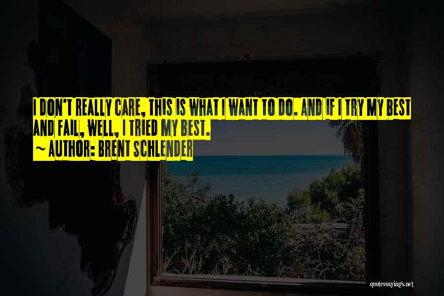 Brent Schlender Quotes: I Don't Really Care, This Is What I Want To Do. And If I Try My Best And Fail, Well,