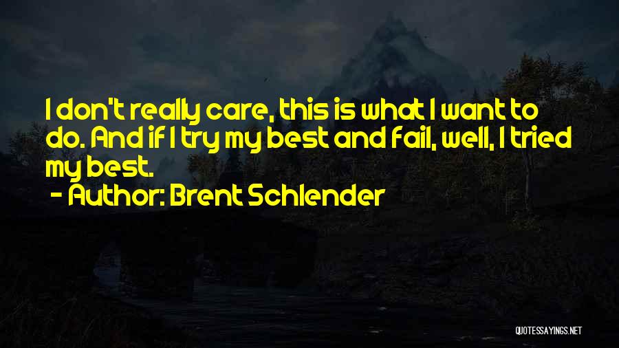 Brent Schlender Quotes: I Don't Really Care, This Is What I Want To Do. And If I Try My Best And Fail, Well,