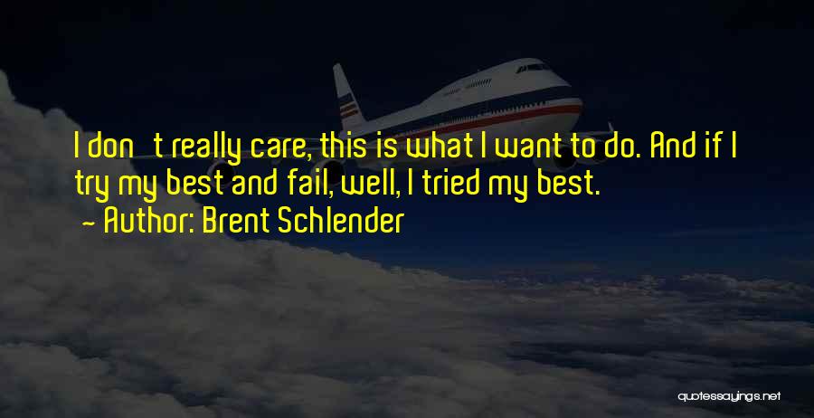 Brent Schlender Quotes: I Don't Really Care, This Is What I Want To Do. And If I Try My Best And Fail, Well,