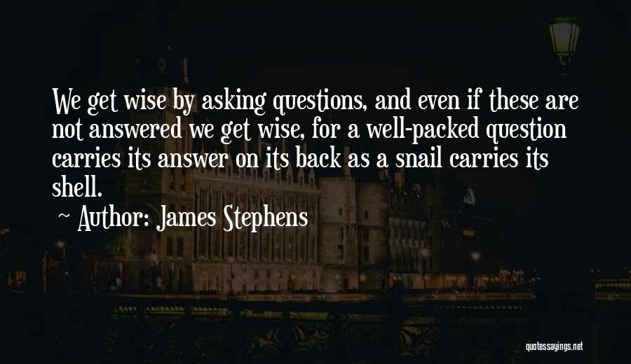 James Stephens Quotes: We Get Wise By Asking Questions, And Even If These Are Not Answered We Get Wise, For A Well-packed Question