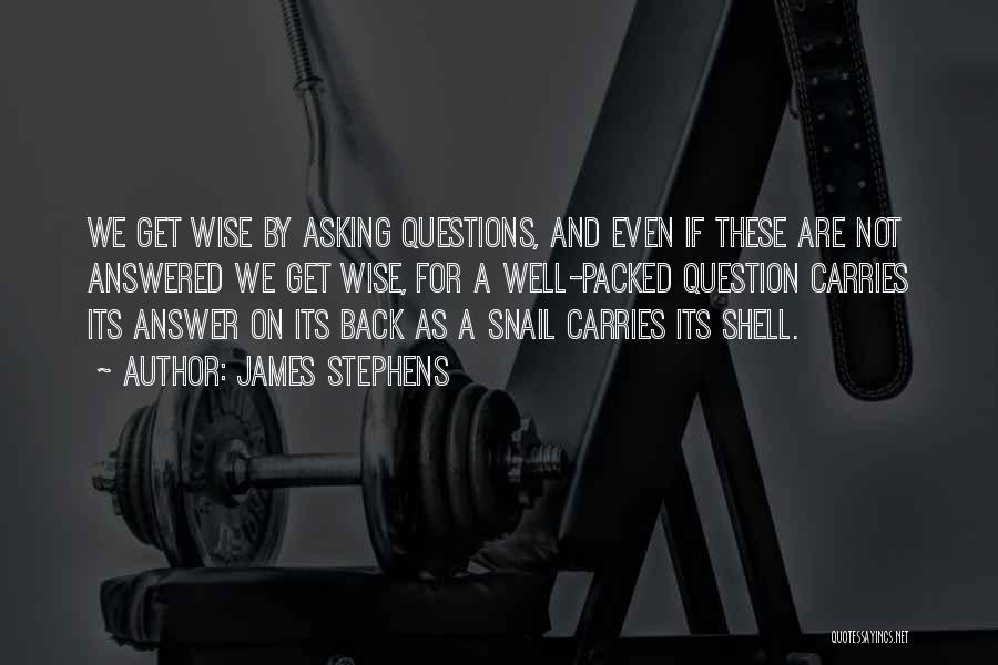 James Stephens Quotes: We Get Wise By Asking Questions, And Even If These Are Not Answered We Get Wise, For A Well-packed Question