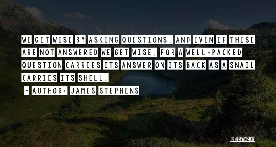 James Stephens Quotes: We Get Wise By Asking Questions, And Even If These Are Not Answered We Get Wise, For A Well-packed Question