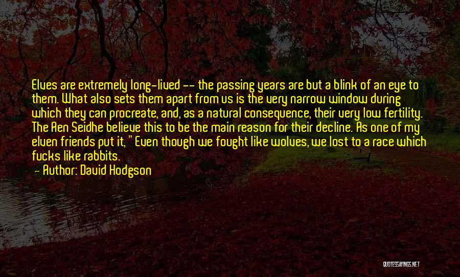 David Hodgson Quotes: Elves Are Extremely Long-lived -- The Passing Years Are But A Blink Of An Eye To Them. What Also Sets